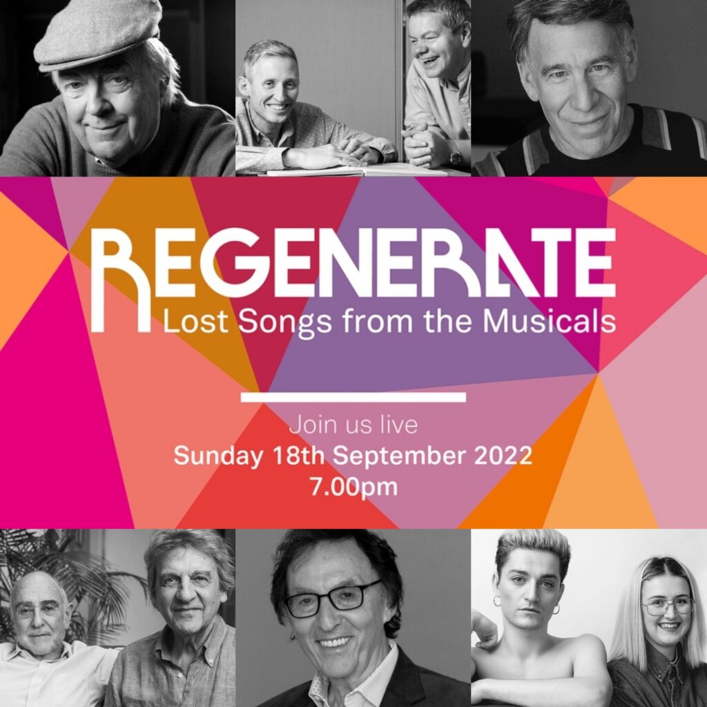 REGENERATE – LOST SONGS FROM THE MUSICALS – LIVESTREAMED ONLINE GALA FUNDRAISER ANNOUNCED